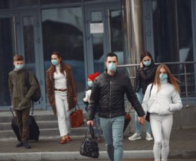 koronavírus, emberek, maszk