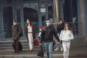 koronavírus, emberek, maszk