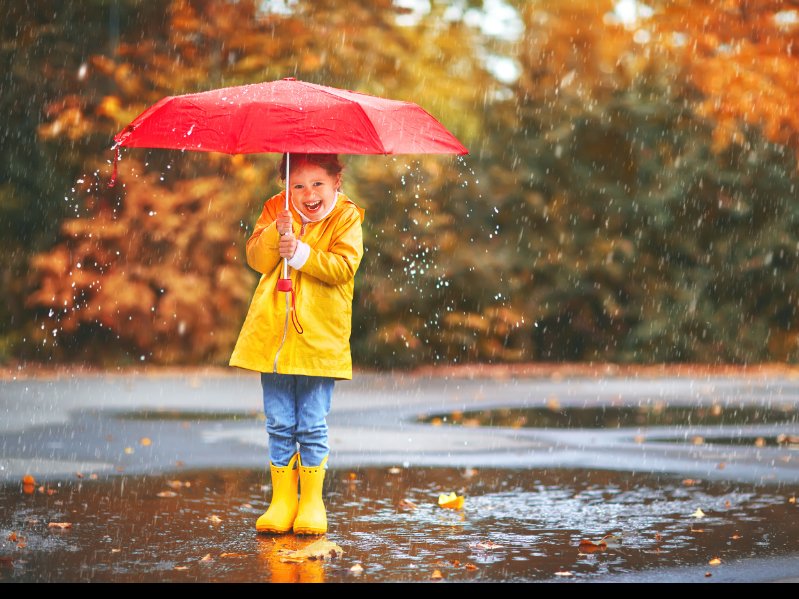ősz, eső, gyerek